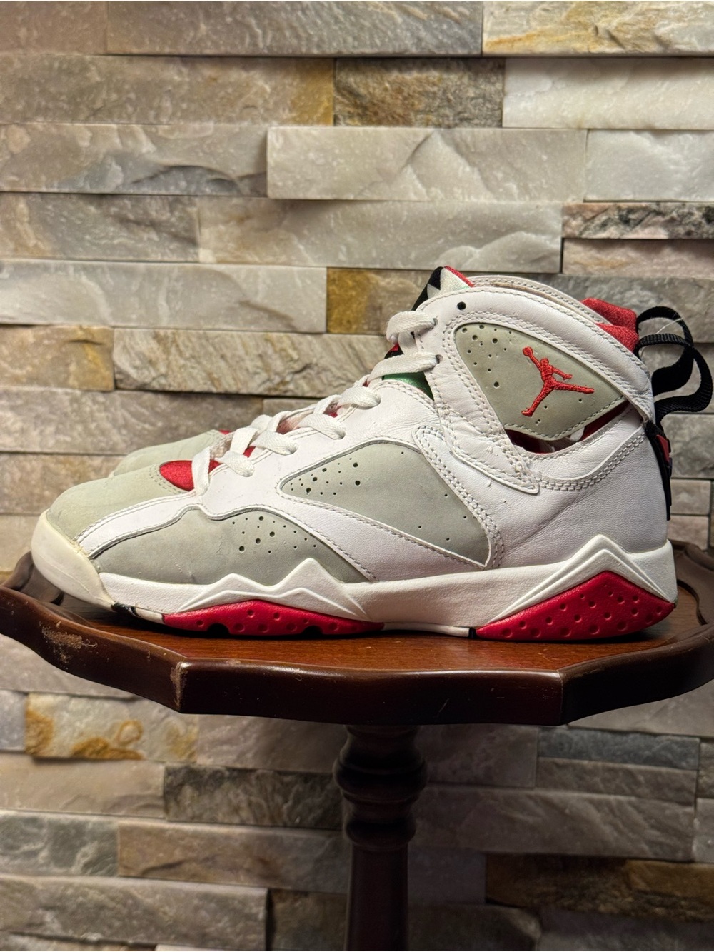 Sz 6- Nike Air Jordan 7 Retro 2015 “Hare” Red Jumpman White Sneakers *See Pics*